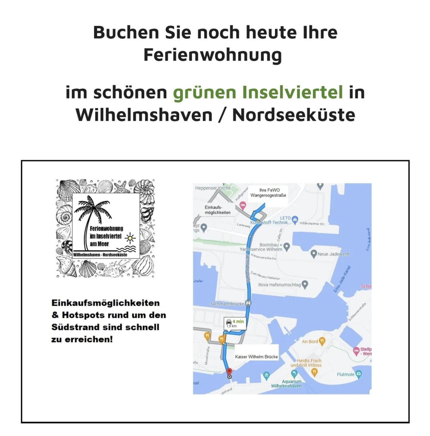 Ferienwohnung Apartment Wilhelmshaven Inselviertel In Bester Lage - Selbstaendiger Check In Moeglich Eksteriør billede